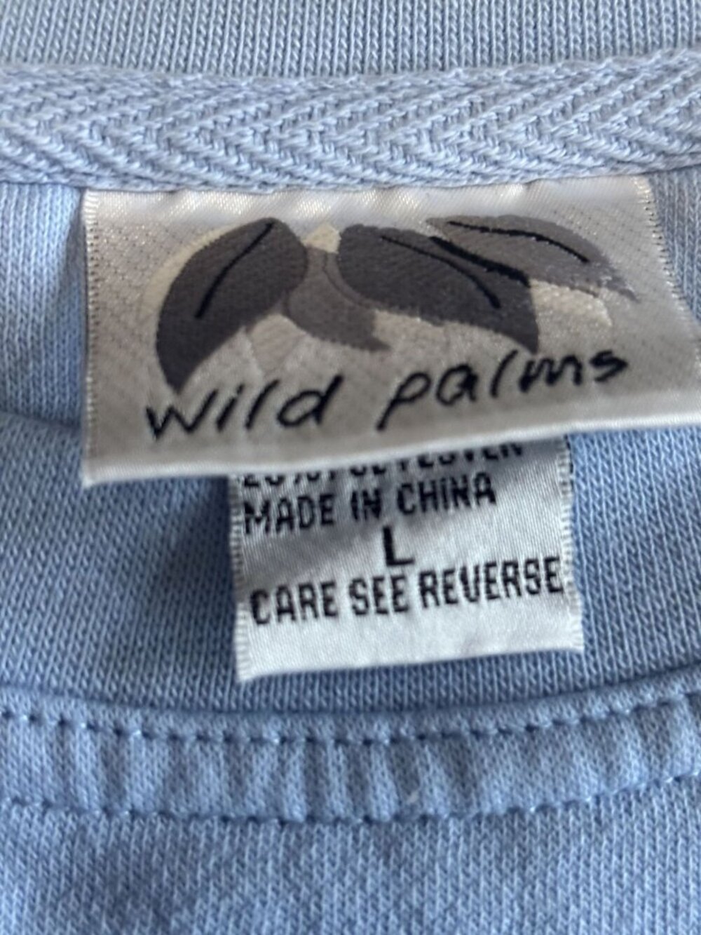 Wild Palms Blue Maine Crewneck Sweatshirt Size L Cotton Blend Soft Pullover - Picture 2 of 8
